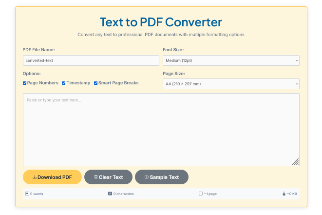Text to PDF Converter screenshort
