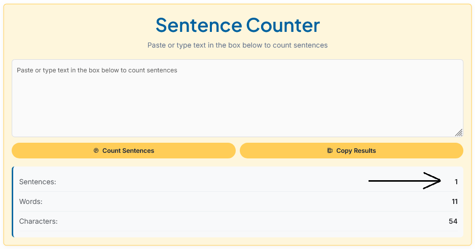 Sentence Counter Tool Screenshot